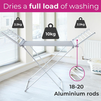 Heated Electric Clothes Airer, aluminium rods detail