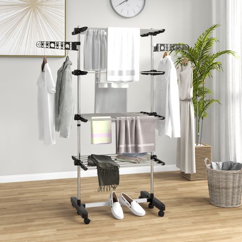 Four-Tier Tower Airer On Wheels, full product shot
