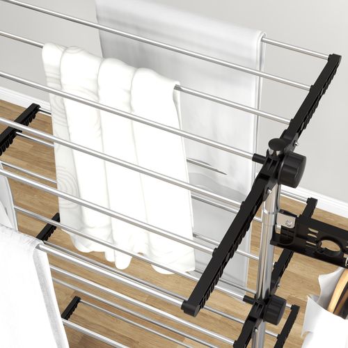 Four-Tier Tower Airer loaded with washing in a bedroom