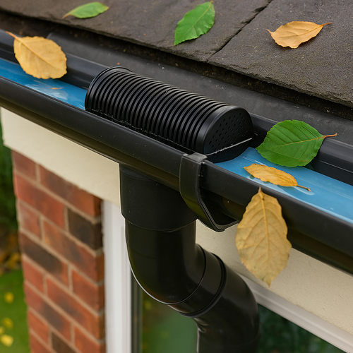 Gutter Pipe Leaf Guard fitted over a downpipe opening