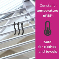 Heated Electric Clothes Airer, constant 55 degree temperature across the rods